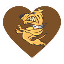 Dog On The Attack Heart Sticker