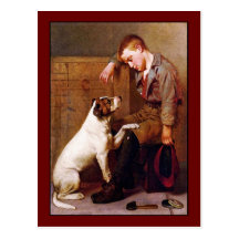 Dog Painting: Best Friends by John Brown Postcard