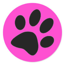 dog paw round sticker