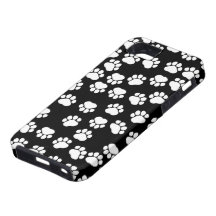 Dog Paws Traces Pawprints White, Black iPhone 5 Case