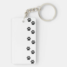 Dog Paws Traces Pawprints White, Black Keychains