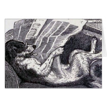 "Dog Reading Newspaper" Vintage Illustration Card