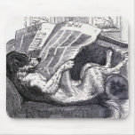 "Dog Reading Newspaper" Vintage Illustration mousepads