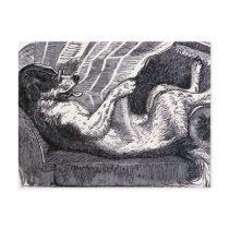 "Dog Reading Newspaper" Vintage Illustration Post Cards