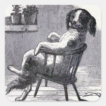 "Dog Sitting in a Chair" Illustration Sticker