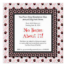 Dog Theme Party Bone and Paw Prints Invitation