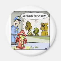 Dog Vs Hydrant Police Line Up Funny Gifts & Tees Magnet