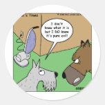 Dog VS. Vacuum Cleaner Funny Gifts & Collectibles Round Sticker