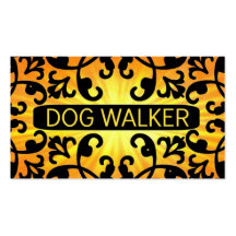 Dog Walker Sunshine Damask Business Card