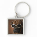 Dog wearing sunglasses keychains