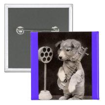 Doggy Radio Star Pinback Buttons