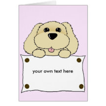 doggy with a notice board cards