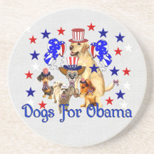 DOGS FOR OBAMA BEVERAGE COASTER
