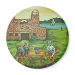 Dogs having dinner magnet