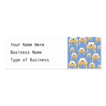 Dogs Pattern. Fawn Bulldogs on Blue. Business Card Template