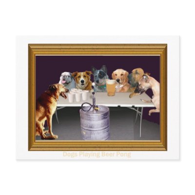 Dogs Playing Beer Pong Postcard
