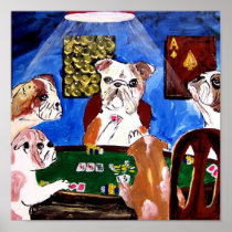 DOGS PLAYING POKER QUAD ACES PRINT
