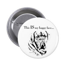 Dogue Happy Face Pinback Button