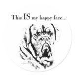 Dogue Happy Face Round Sticker