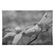 Dogwood Flowers In Black And White Placemat