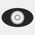 Doily. White lace circle. On Black. stickers