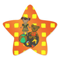 Doll Bear and Ball Toys Star Stickers