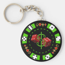 DOLLARS AND DICE POKER CHIP KEYCHAINS