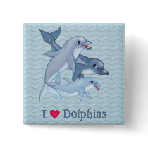 Dolphin Family Pinback Button