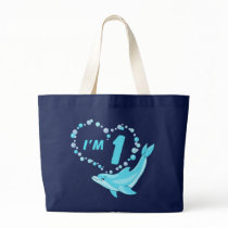 Dolphin Heart 1st Birthday Canvas Bags