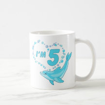 Dolphin Heart 5th Birthday Mug