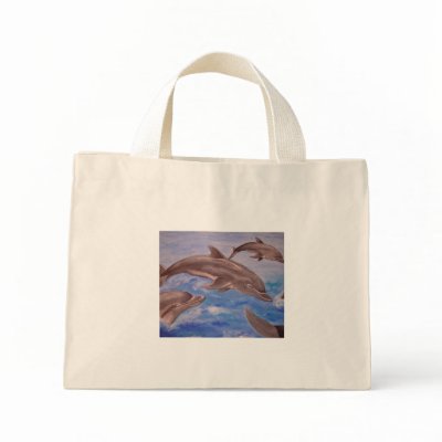 Dolphin High Five Canvas Bags by taiche