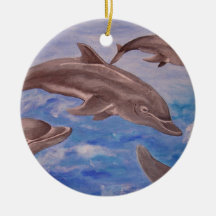 Dolphin High Five Christmas Tree Ornaments