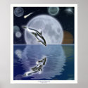 DOLPHIN & MOON II Fantasy Art Poster posters