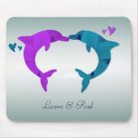 Dolphin Personalised Couple Blue, Purple, and Whit Mousemats
