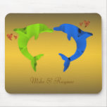 Dolphin Personalised Couple Lime, Blue, Brown, Gra Mousepads