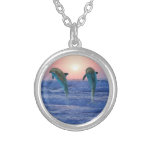 Dolphins at sunrise necklace