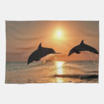 Dolphins by Sunset Hand Towels