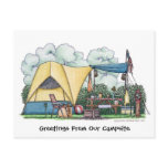 Dome Tent Camper Camping Post Cards postcards