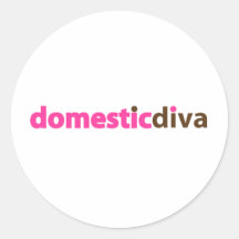 domestic diva (brown) round sticker
