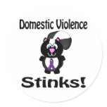Domestic Violence Stinks Skunk Awareness Design Round Stickers