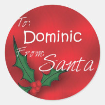 Dominic Personalised Holly Label41 Sticker