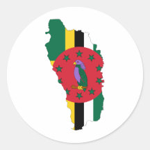 Dominica Flag map DM Round Stickers