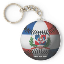 Dominican Republic Flag Covered Baseball Keychain