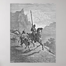 Don Quixote and Sancho Panza Illustration Posters