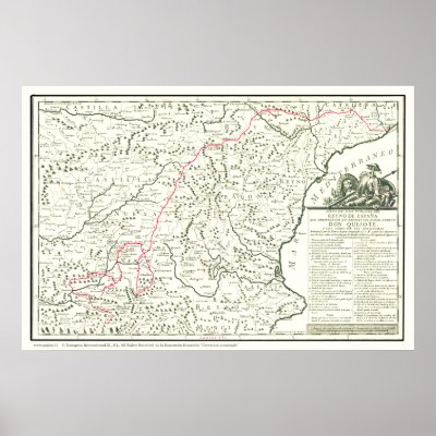 Don Quixote Route Map-Mapa de la Ruta del Quijote Posters by QUIXOTEdotTV