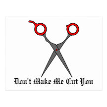 Don’t Make Me Cut You (Red Hair Cutting Scissors) Post Card