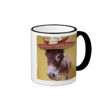 Donkey (Equus hemonius) wearing straw hat Mug