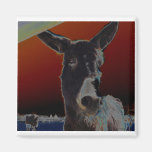 Donkey on Dark Red Refrigerator Magnet