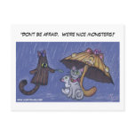 "Don't be afraid.  We're nice monsters!" postcards