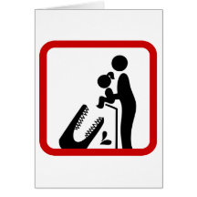 Don't Feed Daughter To The Crocodile Sign Greeting Cards